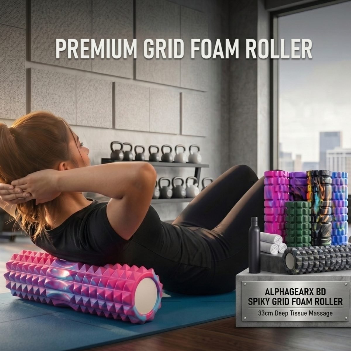 Pro Yoga Foam Roller (L) | Deep Tissue Massage & Muscle Recovery | AlphagearX BD